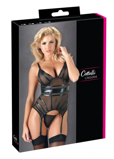 Suspender Shirt & Thong Mesh & Wetlook-Stripes