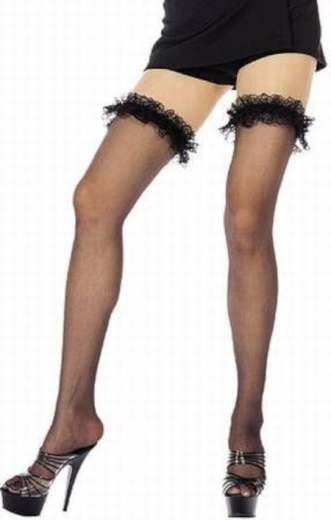 Strümpfe mit Rüschenabschluss in Strumpfband-Optik