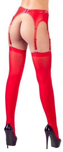 Suspender Belt Mattlook & Stockings red