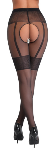 Tights open Crotch Suspender-Look