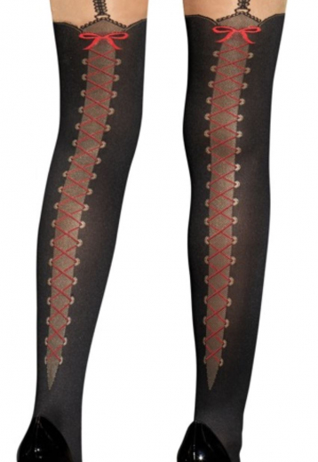 Strumpfhose schrittoffen im Straps-Look