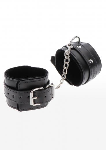 Taboom Ankle Cuffs w. Chain black PU-Leather
