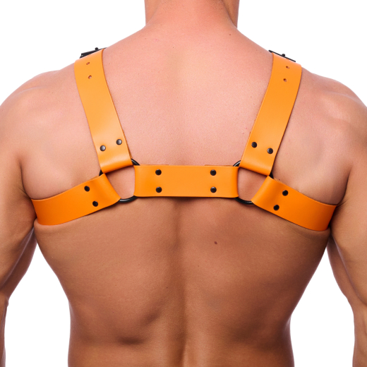 The-RED Bulldog Harness Leather orange L-XL straight Cut black Metal Hardware 2mm thick & 4cm wide Straps buy
