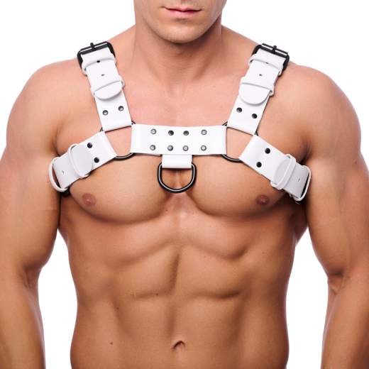 The-RED Bulldog Harness Leder weiss L-XL