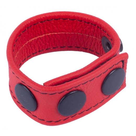 The-RED Cockring m. Druckverschluss Cocky Leder rot bis 60mm Durchmesser einstellbar feines Rindsleder kaufen