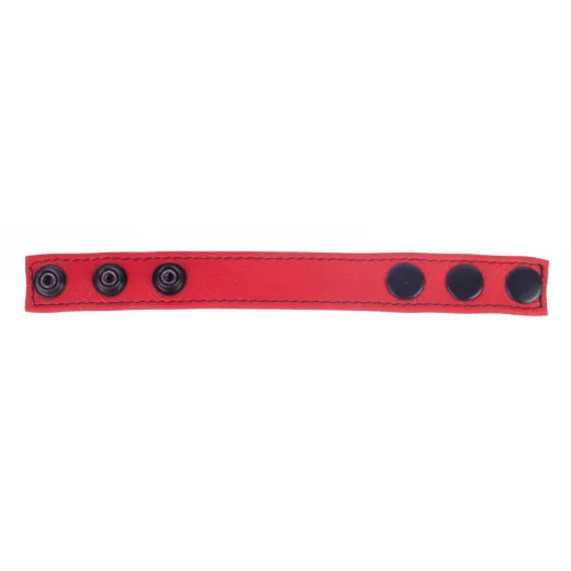 The-RED Cockring m. Druckverschluss Cocky Leder rot bis 60mm Durchmesser einstellbar schwarze Druckknöpfe kaufen