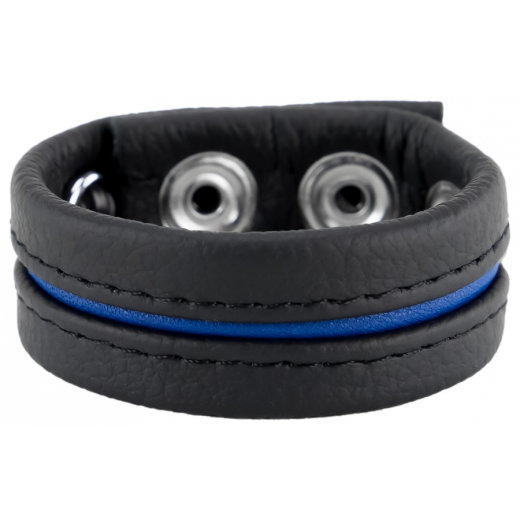The-RED Cock Ring w. Snaps Leather black-blue fine & soft Cowhide adjustable 30mm to 55mm Diameter buy cheap