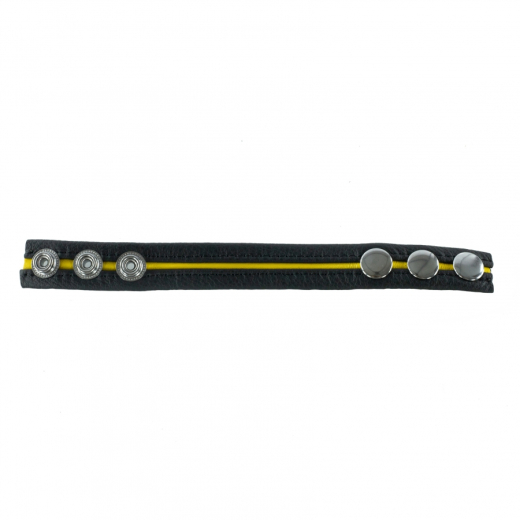 The-RED Cockring m. Druckverschluss Leder schwarz-gelb einstellbar von 30mm bis 55mm Durchmesser kaufen