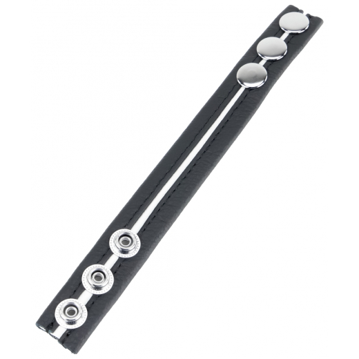 The-RED Cockring m. Druckverschluss Leder schwarz-weiss einstellbar von 30mm bis 55mm Durchmesser günstig kaufen