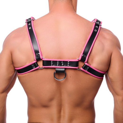 The-RED Premium Harness Leder schwarz-pink S-M 4 Schnallen 3.5cm breite Rindsleder-Riemen kaufen
