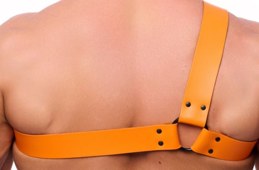 The-RED Schulter-Harness Leder orange S-M einseitiger 2mm starker Brustharness mit Schnalle einstellbar kaufen