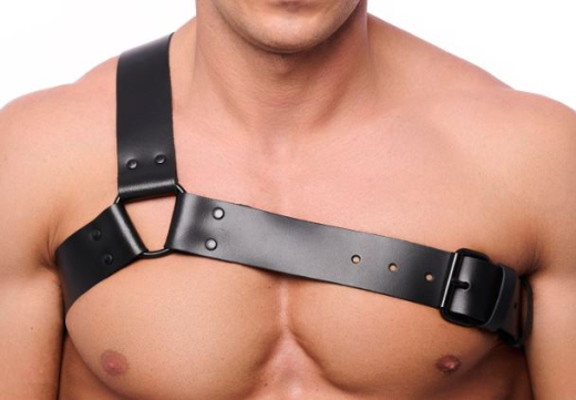 The-RED Schulter-Harness Leder schwarz L-XL einseitiger 2mm starker Brustharness mit Schnalle einstellbar kaufen
