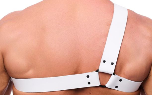 The-RED Schulter-Harness Leder weiss S-M einseitiger Brustharness mit Schnalle einstellbar römischer Stil kaufen