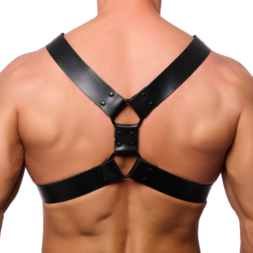 The-RED X-Harness Leather black L-XL with black Metal Hardware 4cm wide Cowhide with Underbust Strap buy cheap