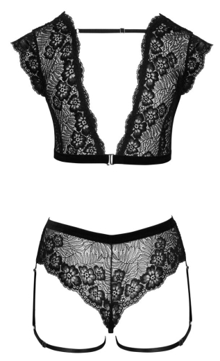 Top & Slip ouvert m. Schenkelriemchen Spitze elastisch mit tiefem Ausschnitt & Strassring von COTTELLI kaufen