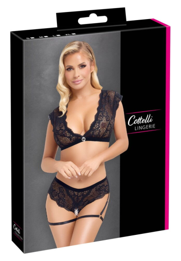 Top & Slip ouvert m. Schenkelriemchen Spitze elastisch mit tiefem Ausschnitt von COTTELLI LINGERIE günstig kaufen