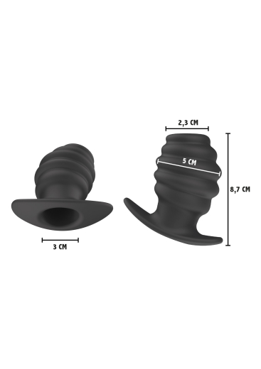 Tunnel Butt Plug Invader large Silicone with stimulating Ribs & ergonomic cuved Base 5cm insertable Diameter buy