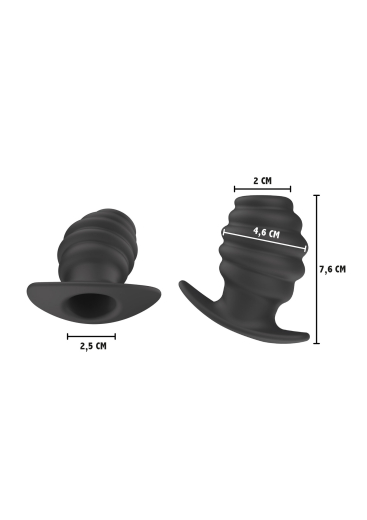 Tunnel Butt Plug Invader medium Silicone with stimulating Ribs & ergonomic cuved Base 4.6cm insertable Diameter buy