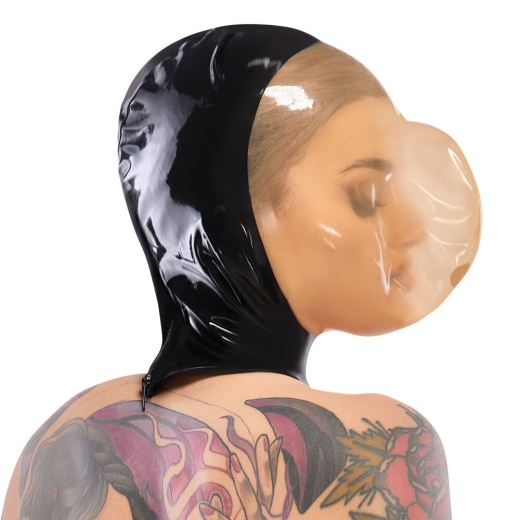 Vakuum Kopfhaube Latex mit kleinem Atemloch & transparentem Gesichtsfeld Reissverschlusshinten von LATEX kaufen