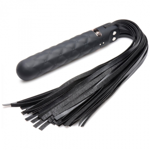 Vibrator Flogger Whip Vibra Lasher 9X Silicone & PU-Leather