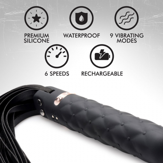 Vibrator Flogger Whip Vibra Lasher 9X Silicone & PU-Leather