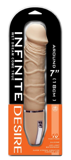 Vibrator in Penis Shape Infinite Desire with plump Glans strong veined 10 Vibration-Modes slightly flexible by NMC buy