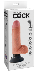 Vibrator m. abnehmbarem Saugfuss King Cock 7 Inch Balls haut
