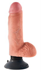 Vibrator m. abnehmbarem Saugfuss King Cock 7 Inch Balls haut