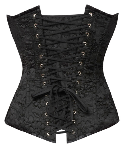 Vollbrust-Corsage trägerlos mattschwarz 6 Stäbchen pro Seite hinten unterlegte Schnürung vorne Schnellverschluss kaufen
