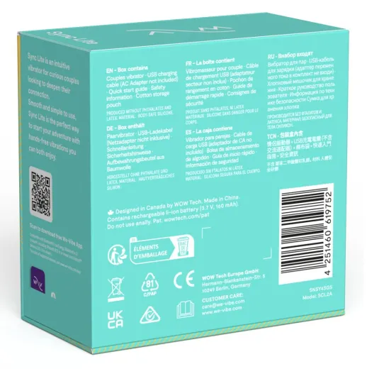 We-Vibe Sync Lite Paarvibrator m. App aqua 10+ Modi spritzwassergeschützt USB aufladbar leise von WE-VIBE günstig kaufen
