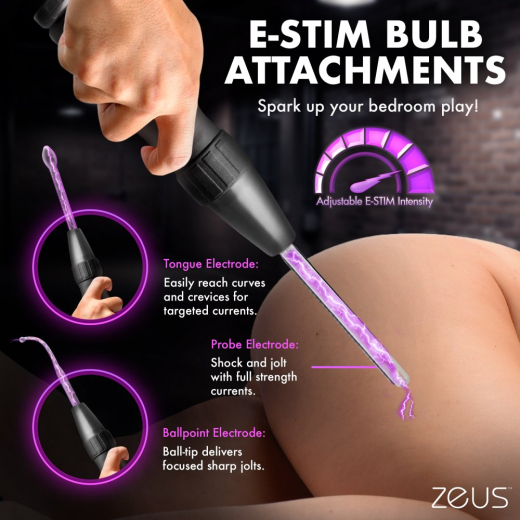 Zeus Violet Wand Ultimate Edition E-Stim Device Case with 11 Electrodes fluorescent Purple by ZEUS USA buy cheap