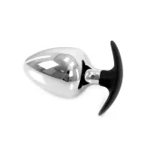 Analplug-Ei Edelstahl m. ergonomischer Silikonbasis large