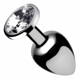 Analplug m. Schmuckstein Clear Gem Aluminium medium