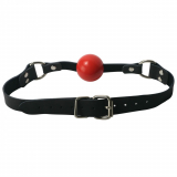 Ballknebel m. Silikonball & Lederiremen Classic rot