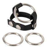 Cock Ring Harness w. Ball Separator PU-Leather