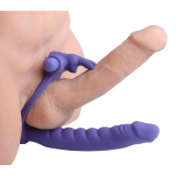 Cockr Ring w. Dildo & Vibration Dual Delight Silicone