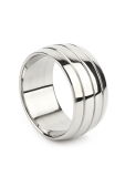 Cock Ring w. Grooves Oval Barrel Stainless Steel 55mm
