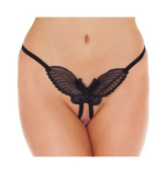 Damenstring schrittfrei Schmetterling schwarz