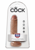 Dildo m. Saugbasis King Cock 7 Inch Balls hellbraun