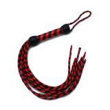 Flogger Peitsche geflochten Leder 9-Tails rot-schwarz