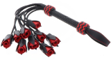 Flogger Whip Roses braided Leather