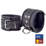 Ankle Cuffs w. D-Ring Leather black