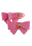 Fussfesseln m. Schleife Kunstleder pink-gold