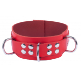 Halsband m. D-Ringen Ultra Leder rot