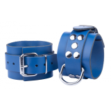 Menottes avec anneau en D Ultra Cuir bleu