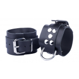 Wrist Cuffs w. D-Ring Ultra Leather black