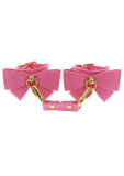 Wrist Cuffs w. Bow PU-Leather pink-gold