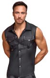 Shirt sleeveless w. Snap-Button Front & Pockets Mattlook