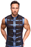 Mens Shirt w. Straps & Zipper blue-metallic