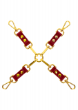 Hog-Tie Croix de Fers rouge-or simili-cuir